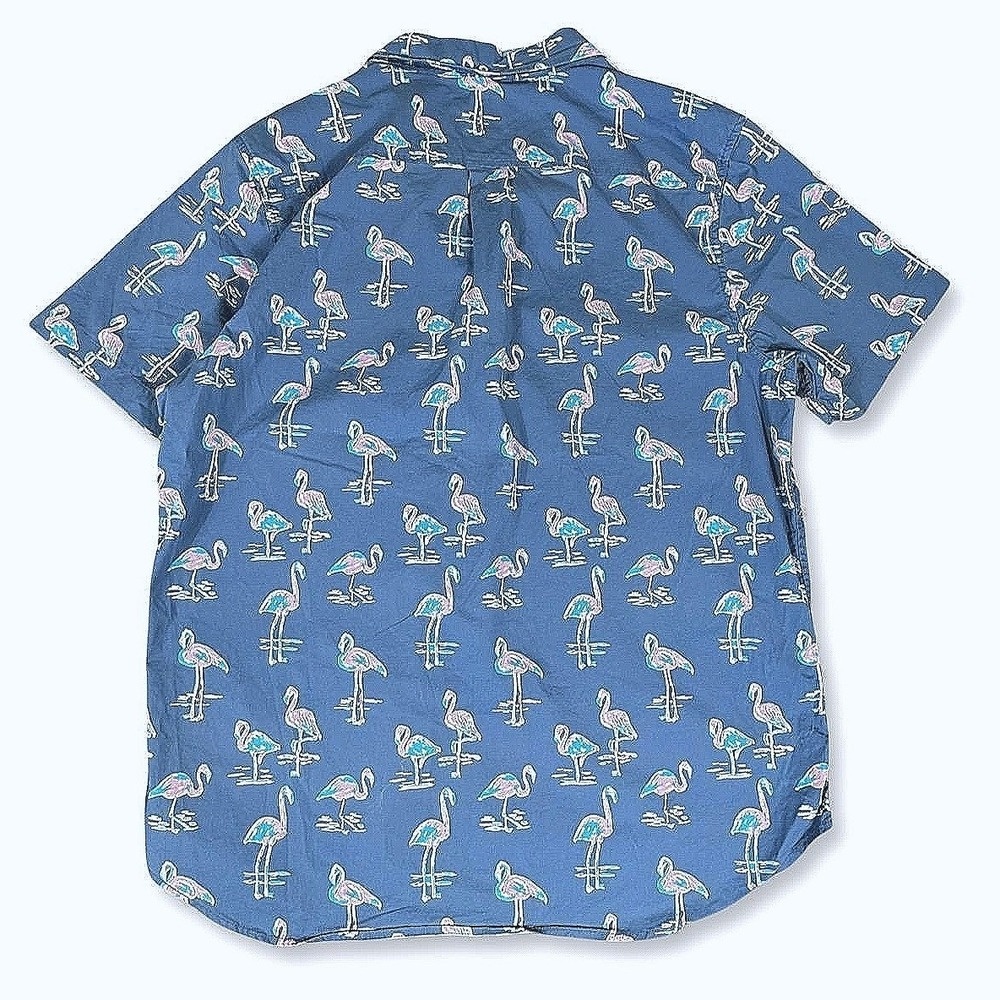 Chubbies Mingos Flamingo Short Sleeve Button Down Shirt Mens XL Cotton Blue Pink - Picture 7 of 11